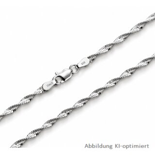 Spiral-Twistkette 925 Sterling Silber rhodiniert – Brillantschliff