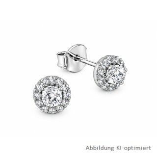Kleine Ohrstecker rund mit Zirkonia echt Silber 925 Glanz 5,5mm