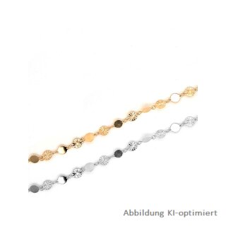 Fußkette Plättchen tw Sonnenschliff echt Silber 925 Glanz Länge 23+3cm