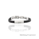 Lederarmband geflochten mit Edelstahlelementen Länge...