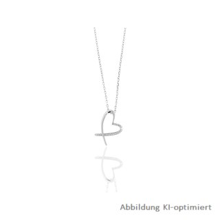 Anhänger Herz mit Zirkonia und Kette echt Silber 925 Glanz 40+5cm