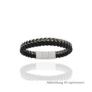 Lederarmband geflochten mit Edelstahlelementen Länge...