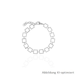 Armband Fantasie Quadrate Edelstahl teilmatt Länge 17,5+3cm