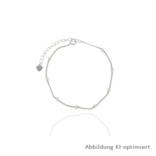 Armband mit Perlen 3mm echt Silber 925 Glanz 17+4cm