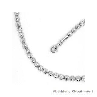 Kugelkette Collier mit Zirkonia echt Silber 925 Glanz 45cm