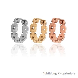Creolen Klappcreolen Kettenmuster echt Silber 925 Glanz 13x3mm