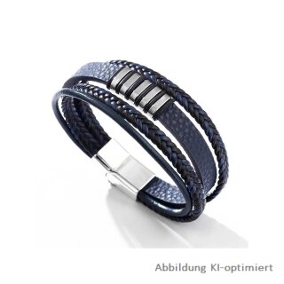Armband 4-reihig Lederoptik geflochten mit Edelstahlschließe 21cm