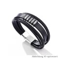 Armband 4-reihig Lederoptik geflochten mit Edelstahlschließe 21cm