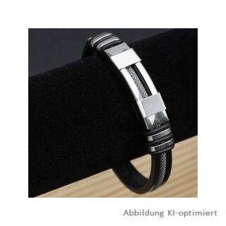 Armband Kunststoff schwarz mit Edelstahlelementen 21cm