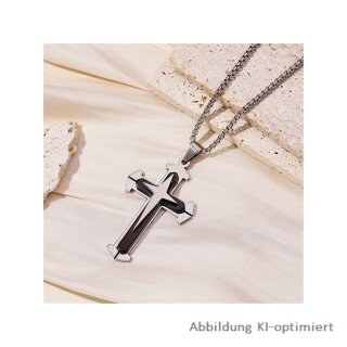 Anhänger Kreuz Edelstahl mit Kette 60cm