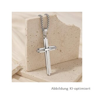 Anhänger Kreuz Edelstahl mit Kette 60cm