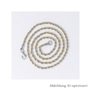 Kordelkette 3mm Edelstahl bicolor Glanz Länge 60cm