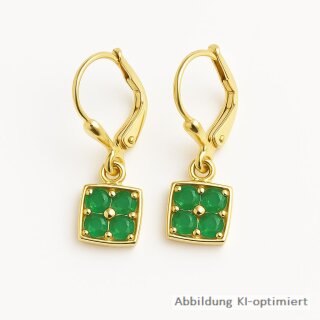Ohrhänger Ohrpendel quadratisch mit 4x Smaragd echt Gold 585 Glanz 24x7mm