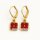 Ohrhänger Ohrpendel quadratisch mit 4x Rubin echt Gold 585 Glanz 24x7mm