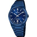 Festina HAU Swiss Made Edelstahll blau Datum Saphirglas...