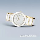 Bering Damenuhr Keramik weiß+ IP-vergoldet Edelstahl Saphirglas Gliederarmband 11435-758