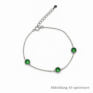 Zartes Silberarmband mit grünen Zirkonia – Elegant & verstellbar (925 Sterling Silber) 17+3cm