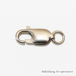 Karabinerverschluss italienisch mit Bindering echt Silber 925 Glanz 17x6,5mm
