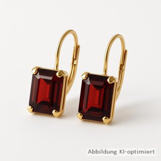 Ohrringe mit Granat rechteckig echt Gold 333 Glanz 15x6,8mm