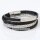 Vierreihiges Gravur-PU-Lederarmband 21 cm mit polierten Edelstahlelementen