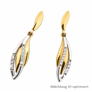 Elegante geschwungene Ohrstecker aus Gelb-/Weißgold 585 mit 20 Brillanten