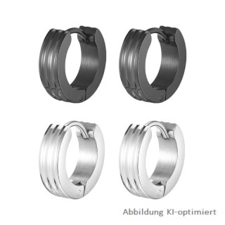 Edelstahl Klappcreolen mit zwei Rillen13,5x4mm