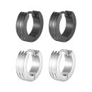 Edelstahl Klappcreolen mit zwei Rillen13,5x4mm