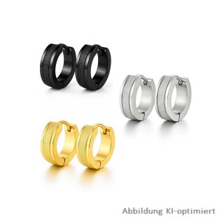Edelstahl Klappcreolen gesandelt mit polierten Stufen 13,5x4mm