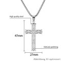 Edelstahl-Kreuz-Anhänger „Celtic Gothic“ (55 × 27 mm) mit 60 cm Himbeerkette
