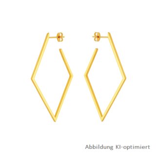 Geometrische Raute-Ohrstecker „Golden Rhombus“ – Edelstahl vergoldet, 63×36 mm (1 Paar)
