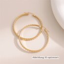 Große Bügelcreolen „Golden Pattern“ – Edelstahl vergoldet, 43×3,5 mm (1 Paar)