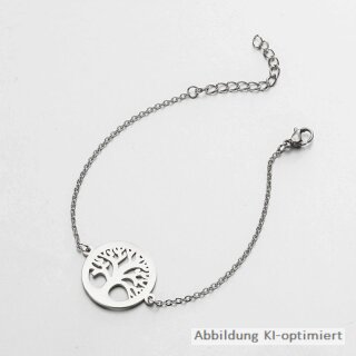 Armband / Fußkette "Lucky Tree" Lebensbaum Edelstahl 19+4,5cm