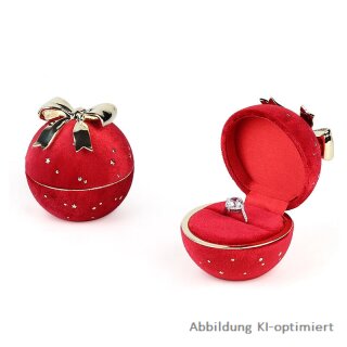 Runde Samt-Ringbox „Schleifenglanz“ | Luxuriöse Präsentationsbox mit Goldschleife 77x70mm