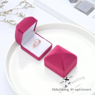 Velours-Flocking Ringbox „Lovemoment“ | 4,5 × 5 × 4 cm | Präsentations- und Geschenk-Etui für Verlobungsringe