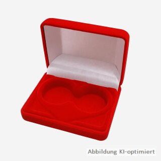 Samt Schmuckbox für Trauringe – innen Herzform, edles Design in Rot