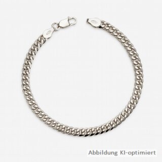 Silberarmband 925 diamantiert rhodiniert | Glanz-Finish & Karabiner | 19 cm – 4,8 mm