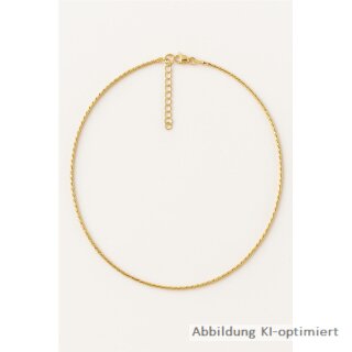 Vergoldete 925 Silber Halskette – diamantierte Fantasiekette mit Karabiner, 42 + 5 cm