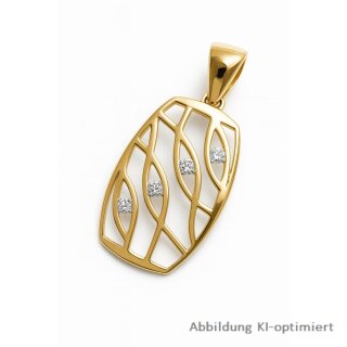 Filigraner Anhänger aus Gold 333 mit Zirkonia – poliert & gegossen, ca. 24 mm