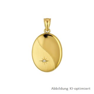 Eleganter Medaillon-Anhänger aus 925er Silber – matt & glänzend kombiniert mit Sternmotiv