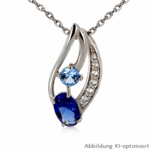 Eleganter Gleiter-Anhänger aus rhodiniertem Silber 925 mit Blautopas & Zirkonia 17,5mm