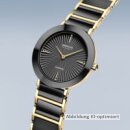 Bering Damenuhr Keramik schwarz+ Edelstahl IP-vergoldet Saphirglas Gliederarmband 3 ATM 11435-732
