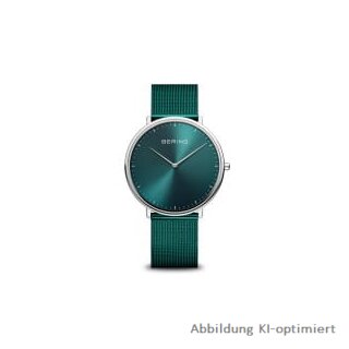 Bering Uhr Unisex Ultra Slim grün glänzend flaches Saphirglas 3 ATM 15739-808