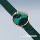 Bering Damenuhr Ultra Slim Gehäuse rosè grün glänzend Milanaiseband flaches Saphirglas 3 ATM 15729-868