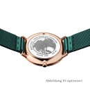 Bering Damenuhr Ultra Slim Gehäuse rosè grün glänzend Milanaiseband flaches Saphirglas 3 ATM 15729-868