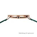 Bering Damenuhr Ultra Slim Gehäuse rosè grün glänzend Milanaiseband flaches Saphirglas 3 ATM 15729-868