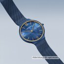 Bering Damenuhr, Ultra Slim, blau poliert/gebürstet, Ziffernblatt Perlmutt 3 ATM 18434-397