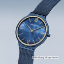 Bering Damenuhr, Ultra Slim, blau poliert/gebürstet, Ziffernblatt Perlmutt 3 ATM 18434-397