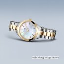Bering Damenuhr Solar bicolor Saphirglas Perlmutt Gliederarmband 17331-710
