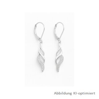 Elegante Ohrhänger aus 925er Silber mit Zirkonia – Poliert, 40 x 7 mm, Bügelverschluss