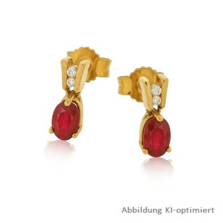 Goldene Ohrstecker mit Rubin & Zirkonia – edles Design in 8x3 mm